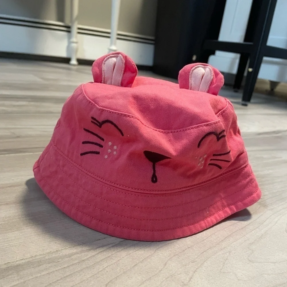 Gymboree Pink Animal With Ears Bucket Hat- Size 0-12 Months